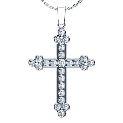 Channel Set Cross Diamond Pendant 